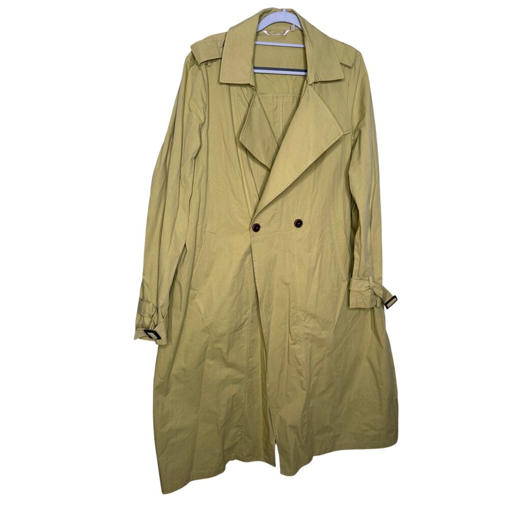 Soft Surroundings lime‎ green trench coat double button